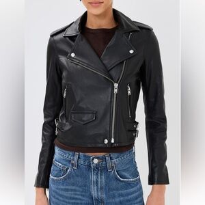 IRO Ashville Black Leather Jacket sz 42
